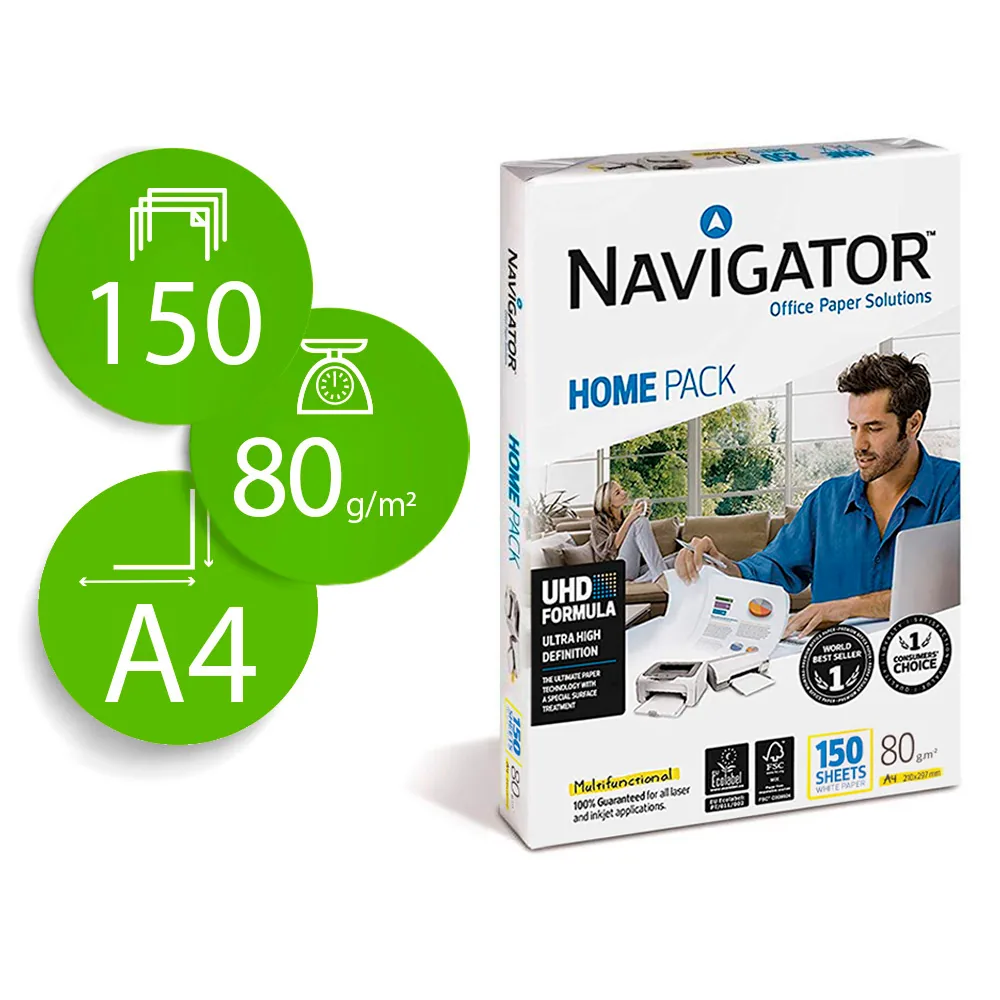 Papel Fotocopiadora Navigator DIN A4 80 Gramos Paquete de 150 Hojas