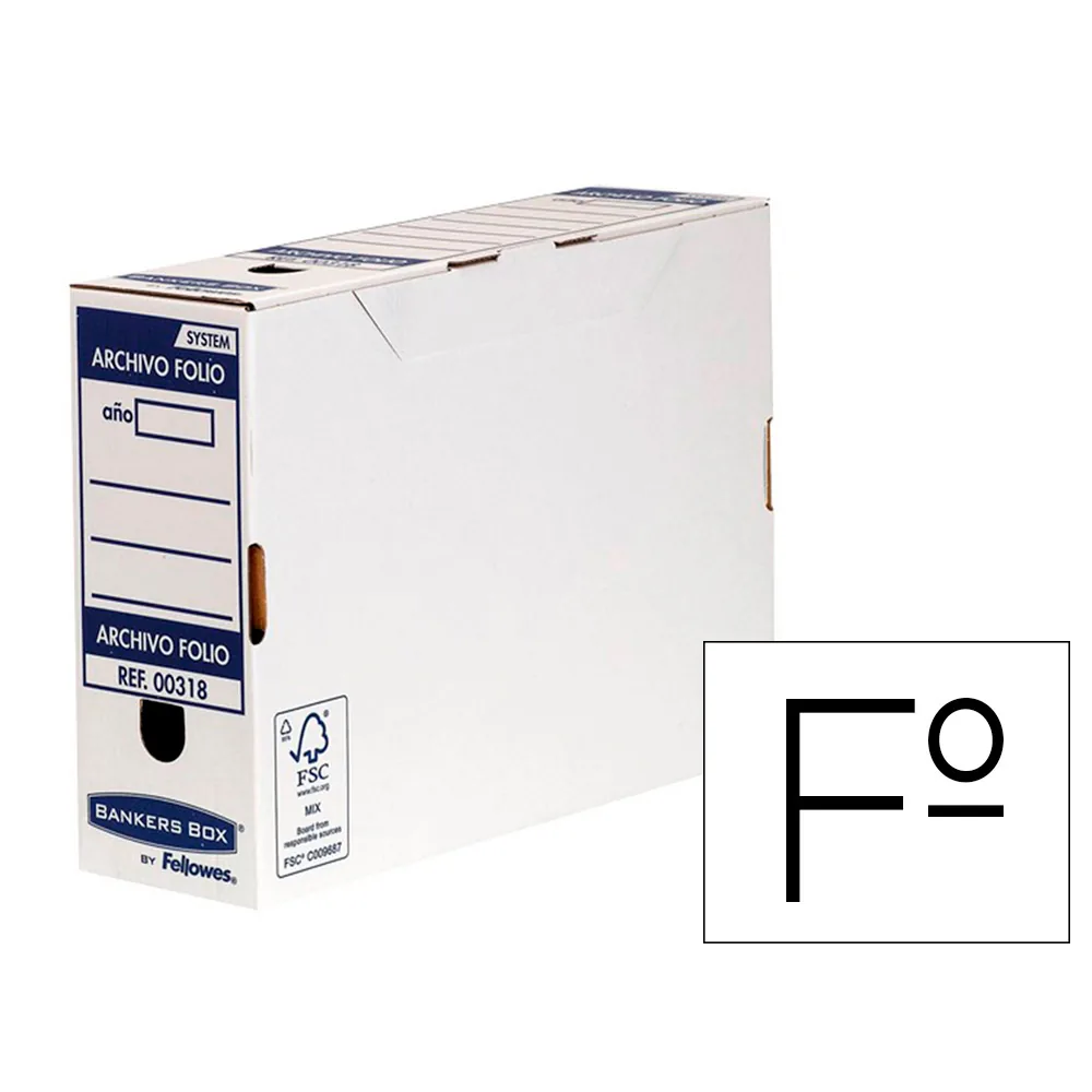 Caja Archivo Definitivo Fellowes Folio Carton Reciclado 100% Lomo 100 MM Montaje Automatico Color Azul