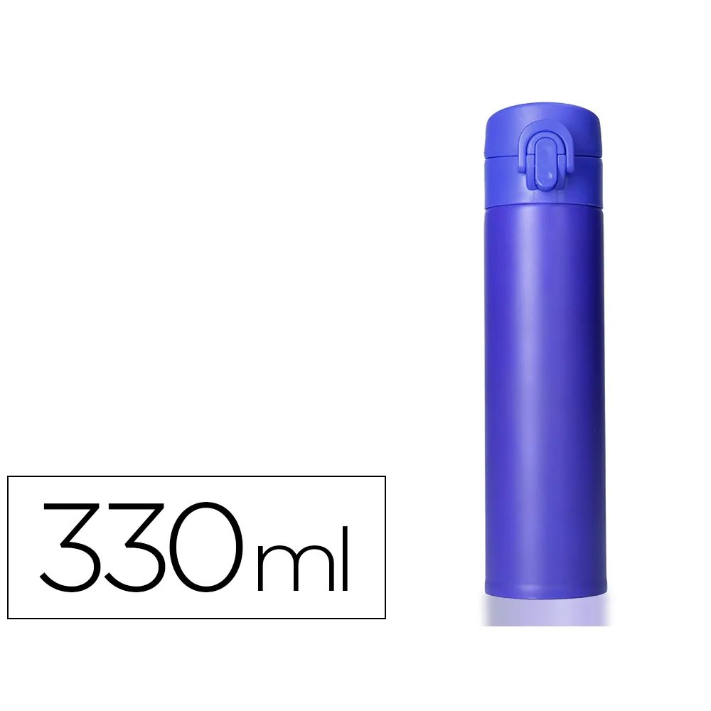 Termo Liderpapel Acero Inoxidable con Doble Cobertura y Sistema de Apertura Facil con Boton 330 ML