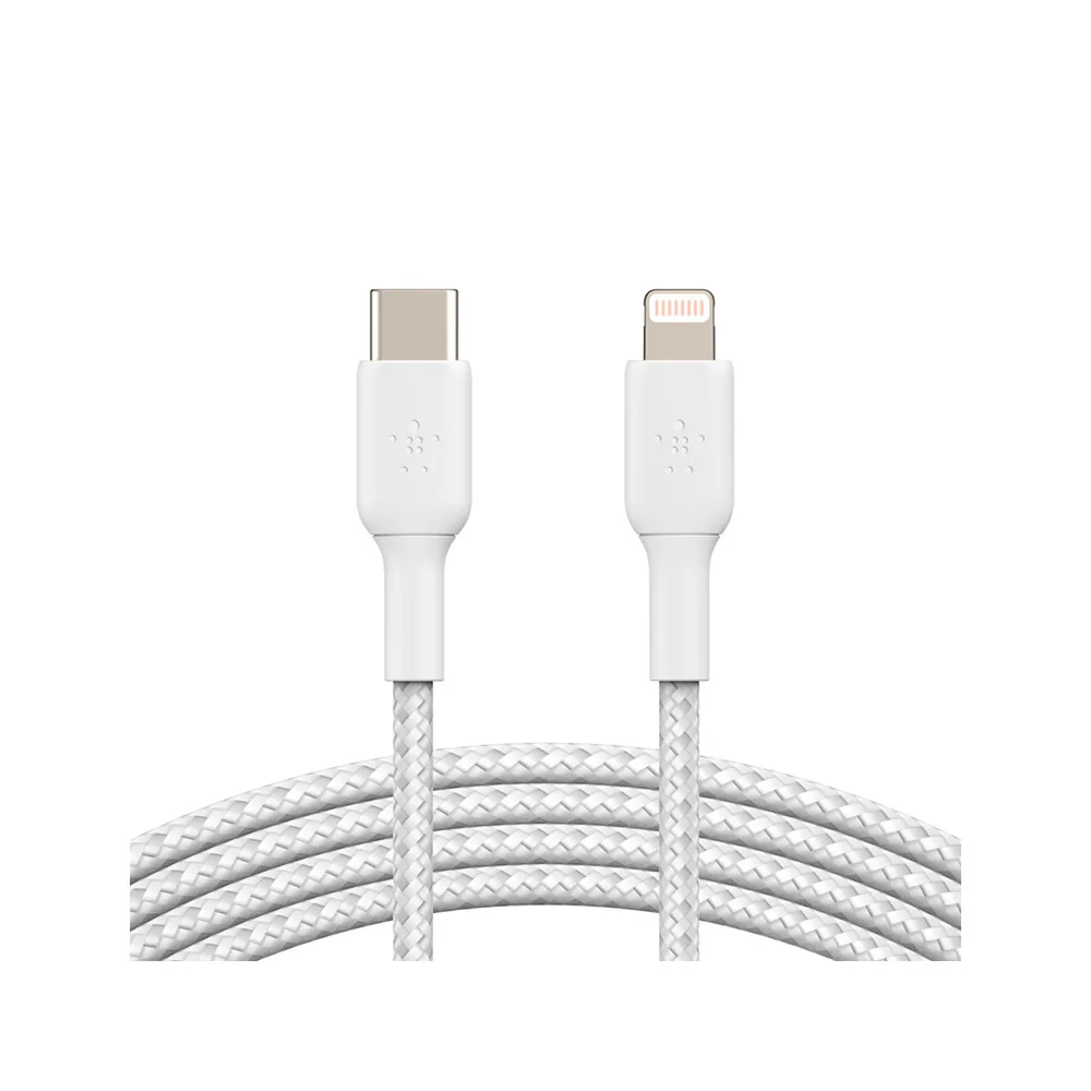 Cable Trenzado Belkin CAA004BT1MWH Usb-c a Lightning Boost Charge Largo 1 M Color Blanco