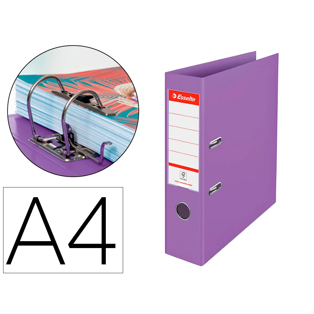Archivador de Palanca Esselte Colour Breeze Carton Forrado Pvc DIN A4 Lomo 75 MM Color Malva
