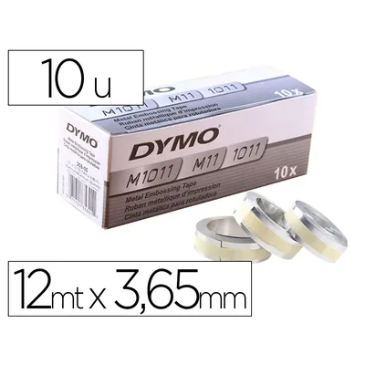 DYMO Cinta Dymo Aluminio con Adhesivo 12MM X 3,65MT para Rotuladora Industrial M1011 Caja de 100 Unidades