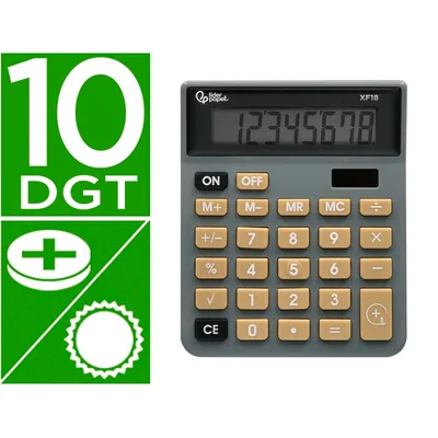 LIDERPAPEL Calculadora Liderpapel Sobremesa XF18 8 Digitos Solar y Pilas Color Gris 127X105X24 MM
