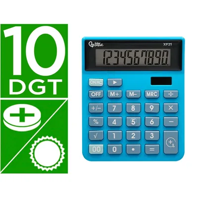 LIDERPAPEL Calculadora Liderpapel Sobremesa XF21 10 Digitos Solar y Pilas Color Azul 127X105X24 MM
