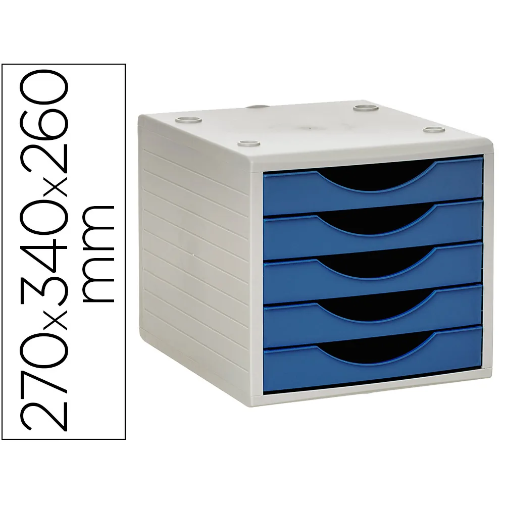 Fichero Cajones de Sobremesa Archivo 2000 5 Cajones Color Azul Opaco 270X340X260 MM