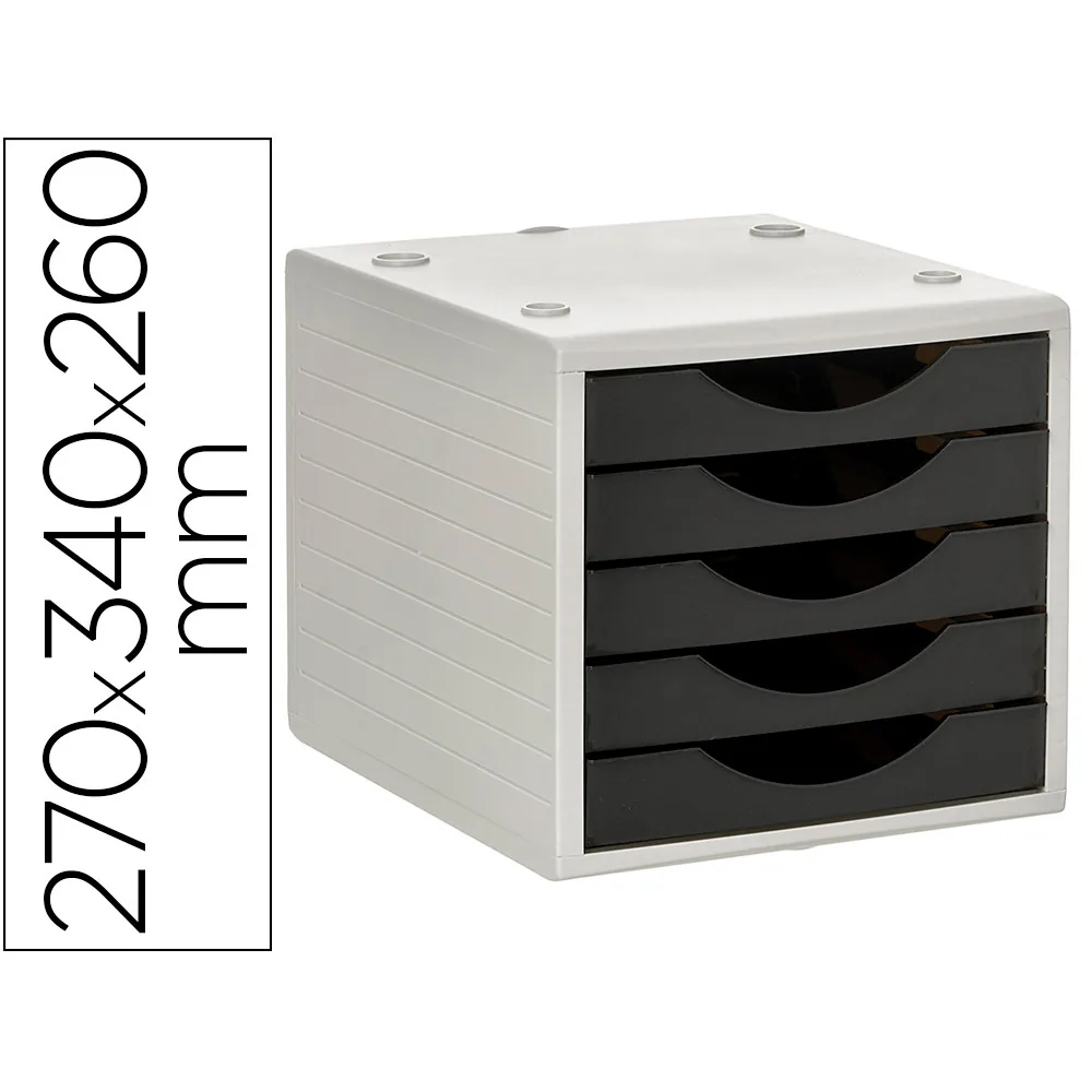 Fichero Cajones de Sobremesa Archivo 2000 5 Cajones Color Negro Opaco 270X340X260 MM