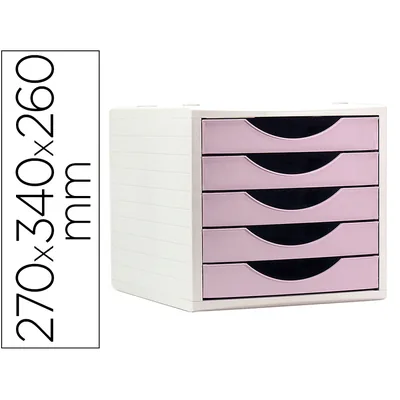 ARCHIVO 2000 Fichero Cajones de Sobremesa Archivo 2000 5 Cajones Color Rosa Pastel 270X340X260 MM