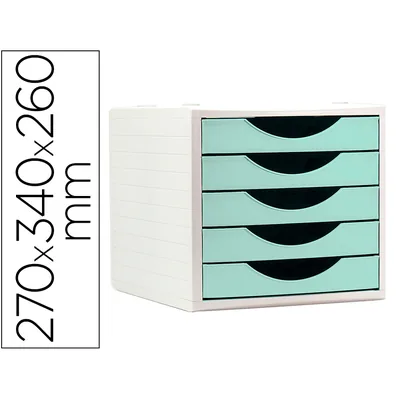 ARCHIVO 2000 Fichero Cajones de Sobremesa Archivo 2000 5 Cajones Color Verde Pastel 270X340X260 MM