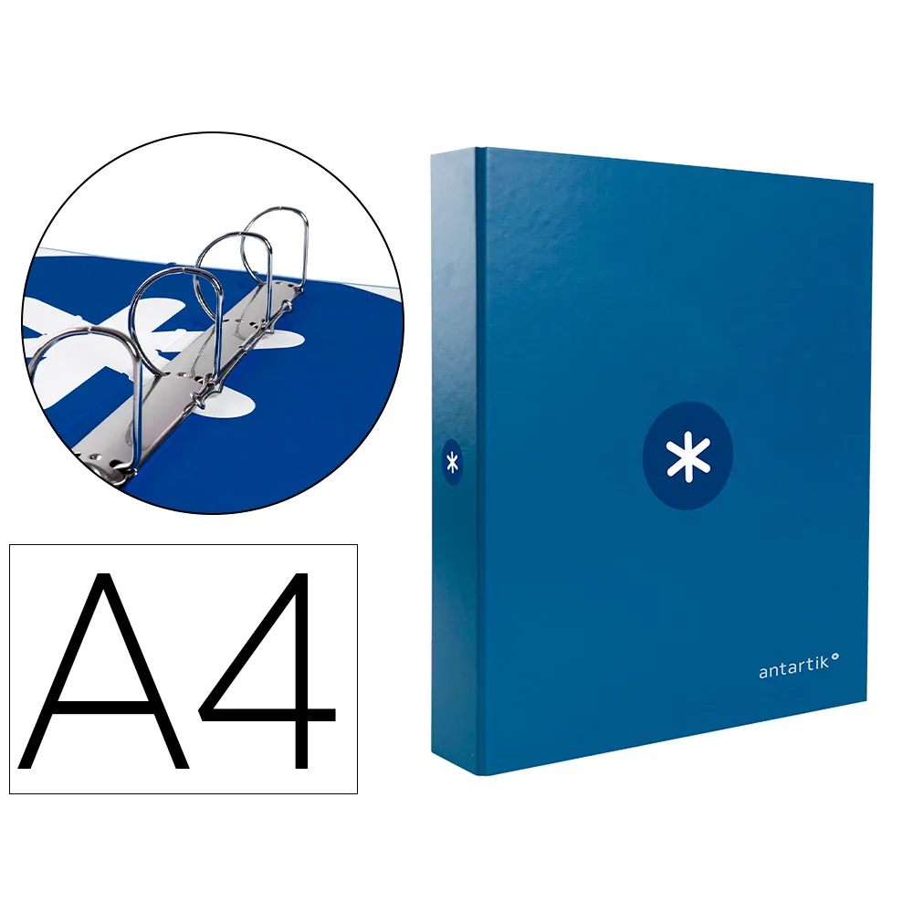 Carpeta 4 Anillas 40 MM Mixtas Antartik A4 Forrada Color Azul Marino