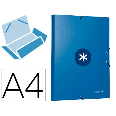 ANTARTIK Carpeta Antartik Gomas Tres Solapas Carton Forrado A4 Color Azul Marino