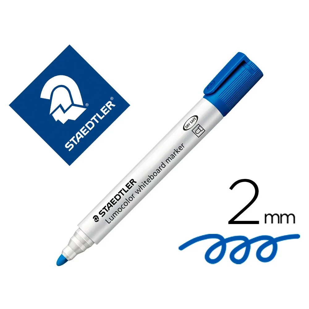 Rotulador Staedtler Lumocolor 351 para Pizarra Blanca Punta Redonda 2 MM Recargable Color Azul