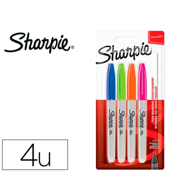 SHARPIE Rotulador Sharpie Permanente Fino Blister 4 Unidades Colores Fantasia Surtidos