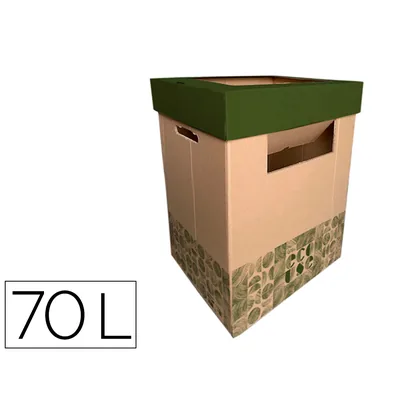 CONTE Contenedor Papelera Reciclaje Liderpapel Ecouse Carton 100% Reciclado y Reciclable 70 Litros 450X350X650 MM