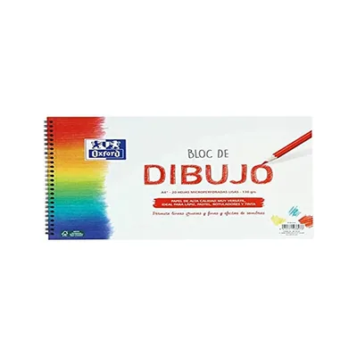 OXFORD Bloc de Dibujo Oxford Espiral DIN A4+ 20 Hojas Liso 130 GR