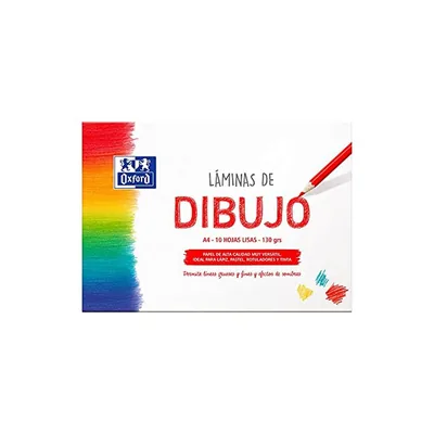 OXFORD Papel de Dibujo Oxford DIN A4 Liso 130 GR Sobre de 10 Hojas