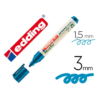 EDDING Rotulador Edding 21 Marcador Permanente Ecoline 90% Reciclado Color Azul Punta Redonda 1,5-3 MM Recargable