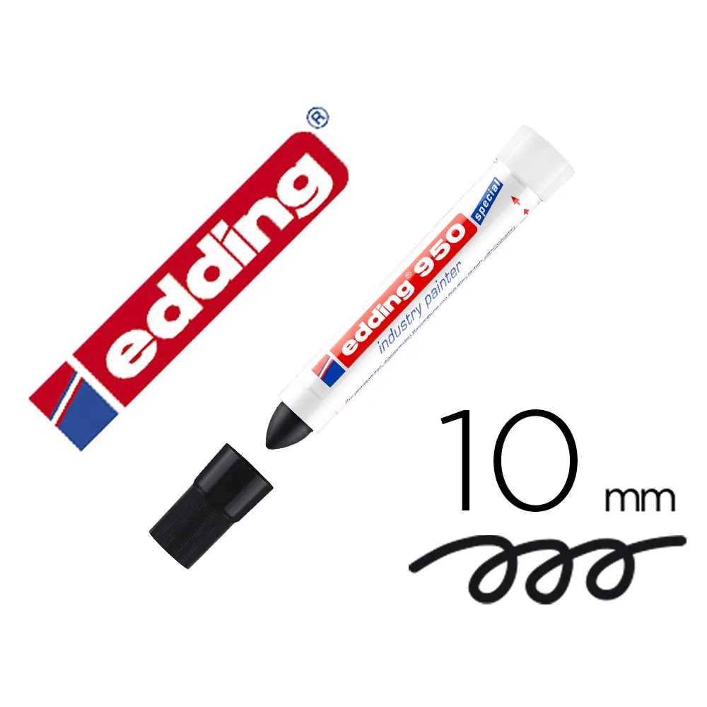 Marcador Edding Permanente 950 Pasta Opaca Negra Punta Redonda 10 MM para Superficies Oxidadas/rugosas