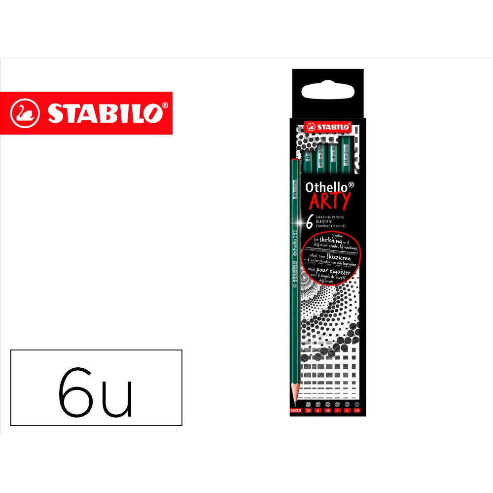 Lapices de Grafito Stabilo Othello Arty Line Estuche Carton de 6 Unidades Durezas Surtidas
