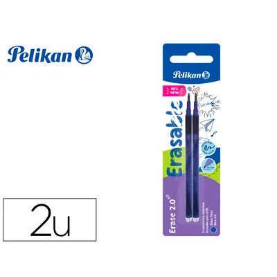 PELIKAN Recambio Roller Pelikan Erase 2.0 Color Azul Blister de 2 Unidades