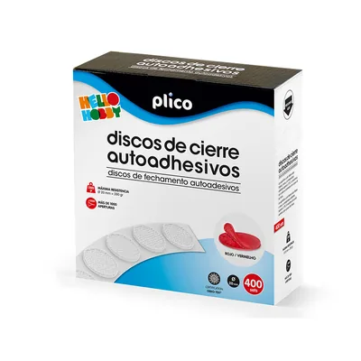 PLICO Disco de Cierre Plico Velcro Autoadhesivo 20 MM Diametro Color Rojo Caja de 400 Unidades