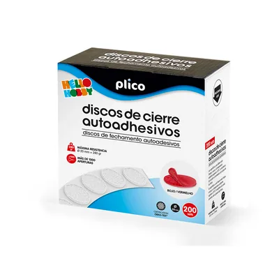 PLICO Disco de Cierre Plico Velcro Autoadhesivo 20 MM Diametro Color Rojo Caja de 200 Unidades