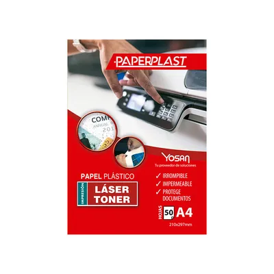 Sin marca Papel Plastico Yosan Paperplast Poliester Blanco Brillo DIN A4 200 Mc Imprimible Paquete de 50 Hojas