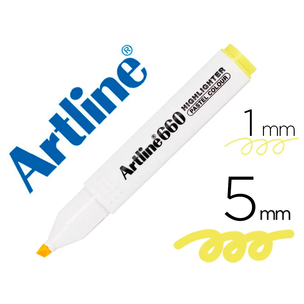 Rotulador Artline Fluorescente EK-660 Amarillo Pastel Punta Biselada