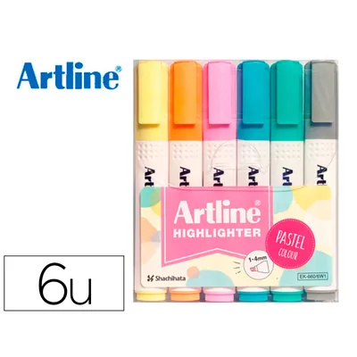 ARTLINE Rotulador Artline Fluorescente EK-660 Colores Pastel Bolsa de 6 Unidades Colores Surtidos