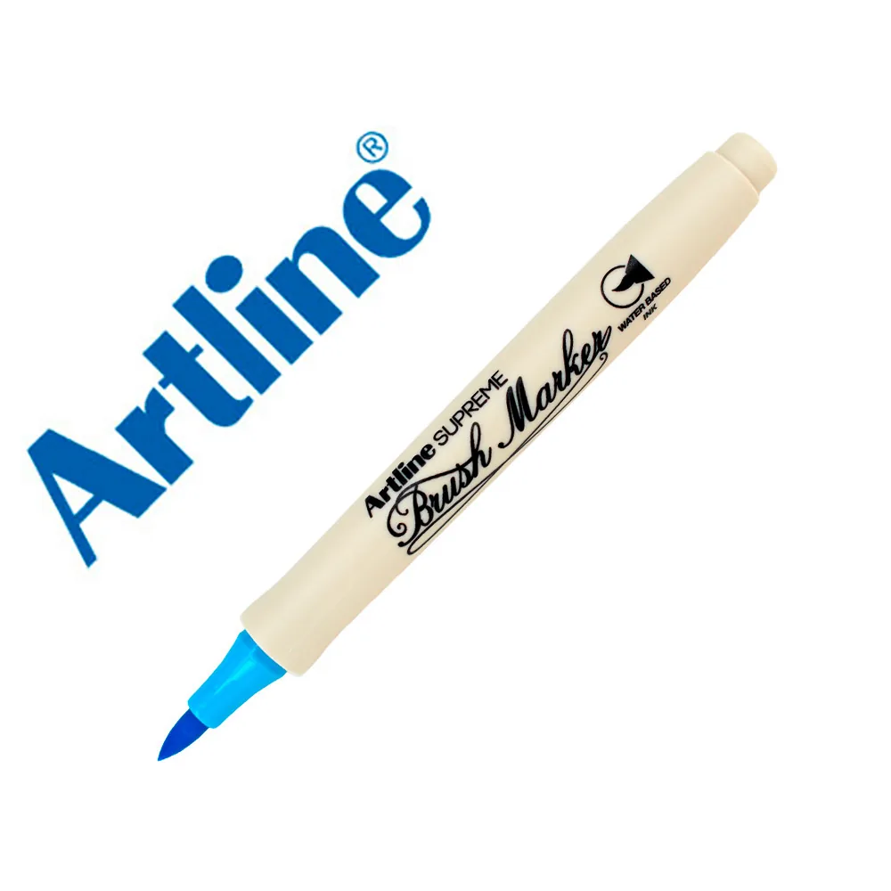 Rotulador Artline Supreme Brush Epfs Pintura Base de Agua Punta Tipo Pincel Trazo Fino Azul Claro