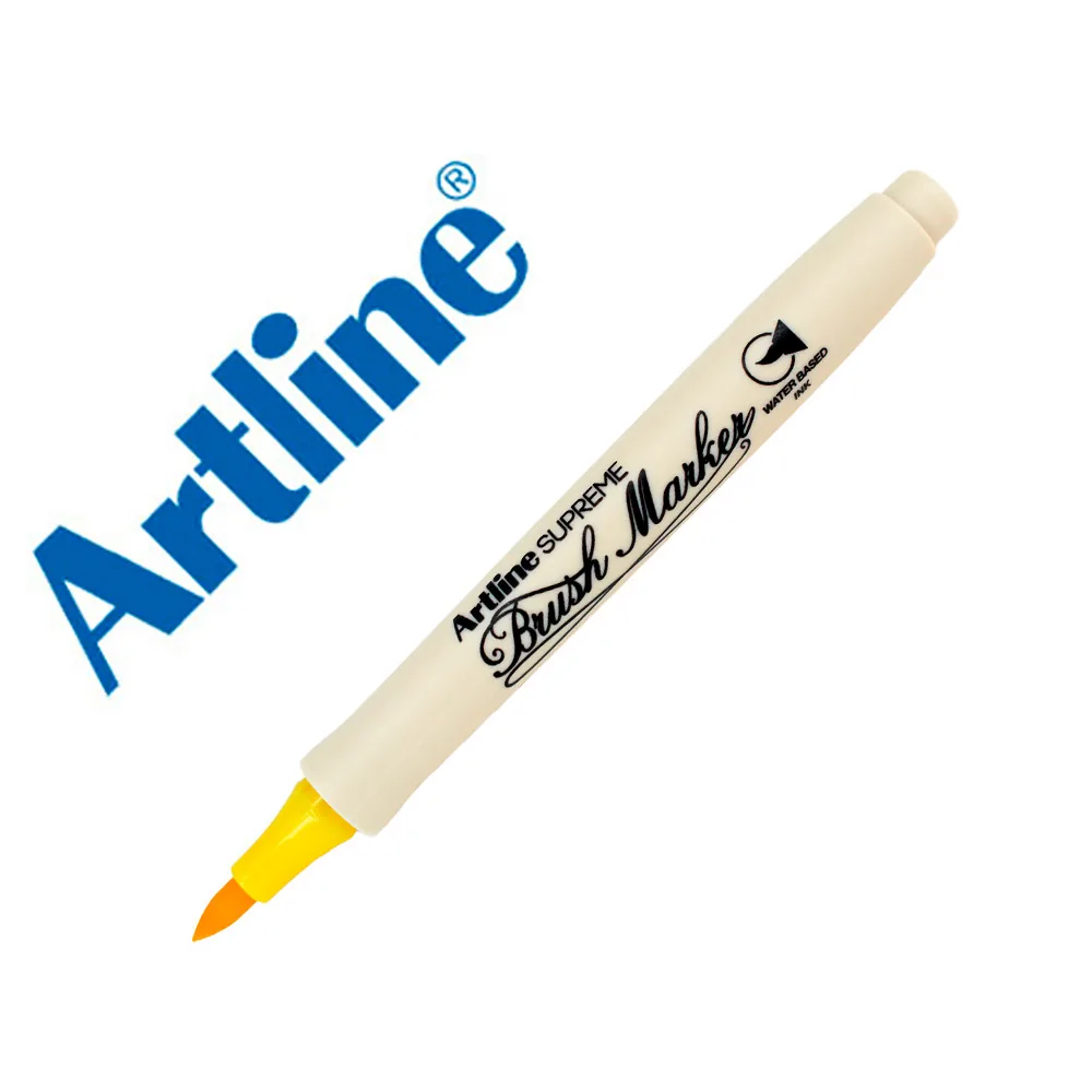 Rotulador Artline Supreme Brush Epfs Pintura Base de Agua Punta Tipo Pincel Trazo Fino Amarillo