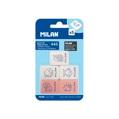 MILAN Goma de Borrar Milan 445 Blister de 5 Unidades