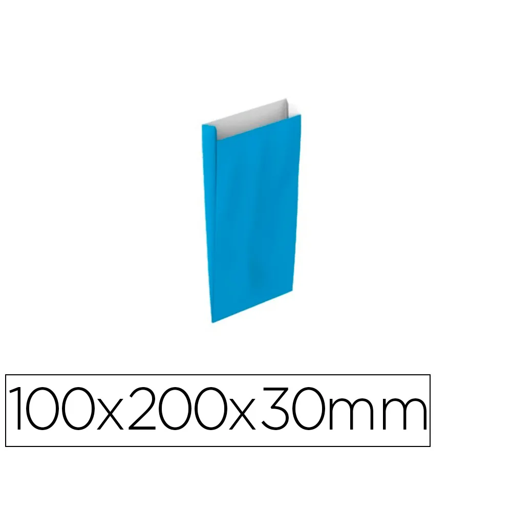Sobre Papel Basika Celulosa Celeste con Fuelle Xxs 100X200X30 MM Paquete de 25 Unidades