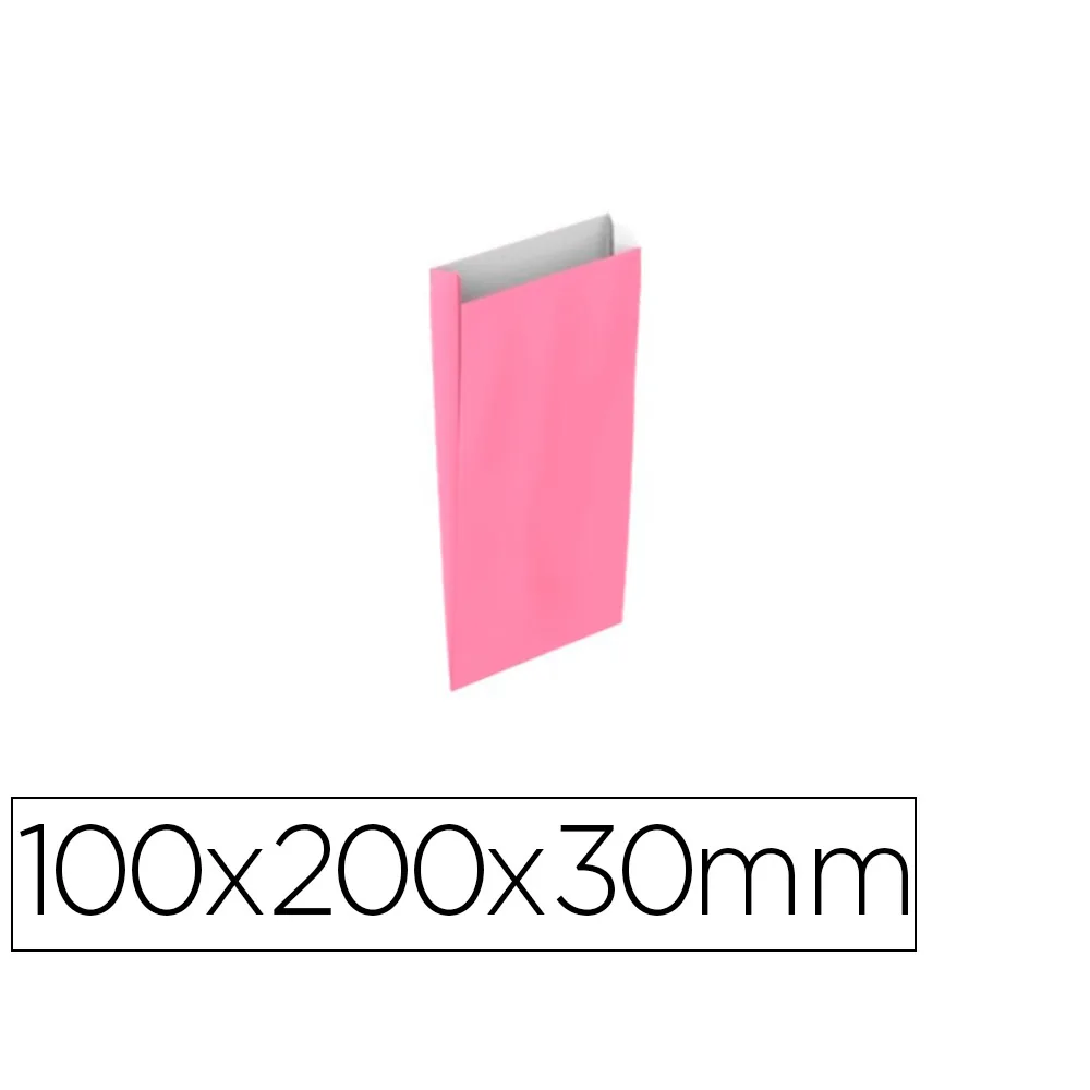 Sobre Papel Basika Celulosa Rosa con Fuelle Xxs 100X200X30 MM Paquete de 25 Unidades