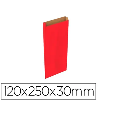 BASIKA Sobre Papel Basika Kraft Rojo con Fuelle Xs 120X250X30 MM Paquete de 25 Unidades