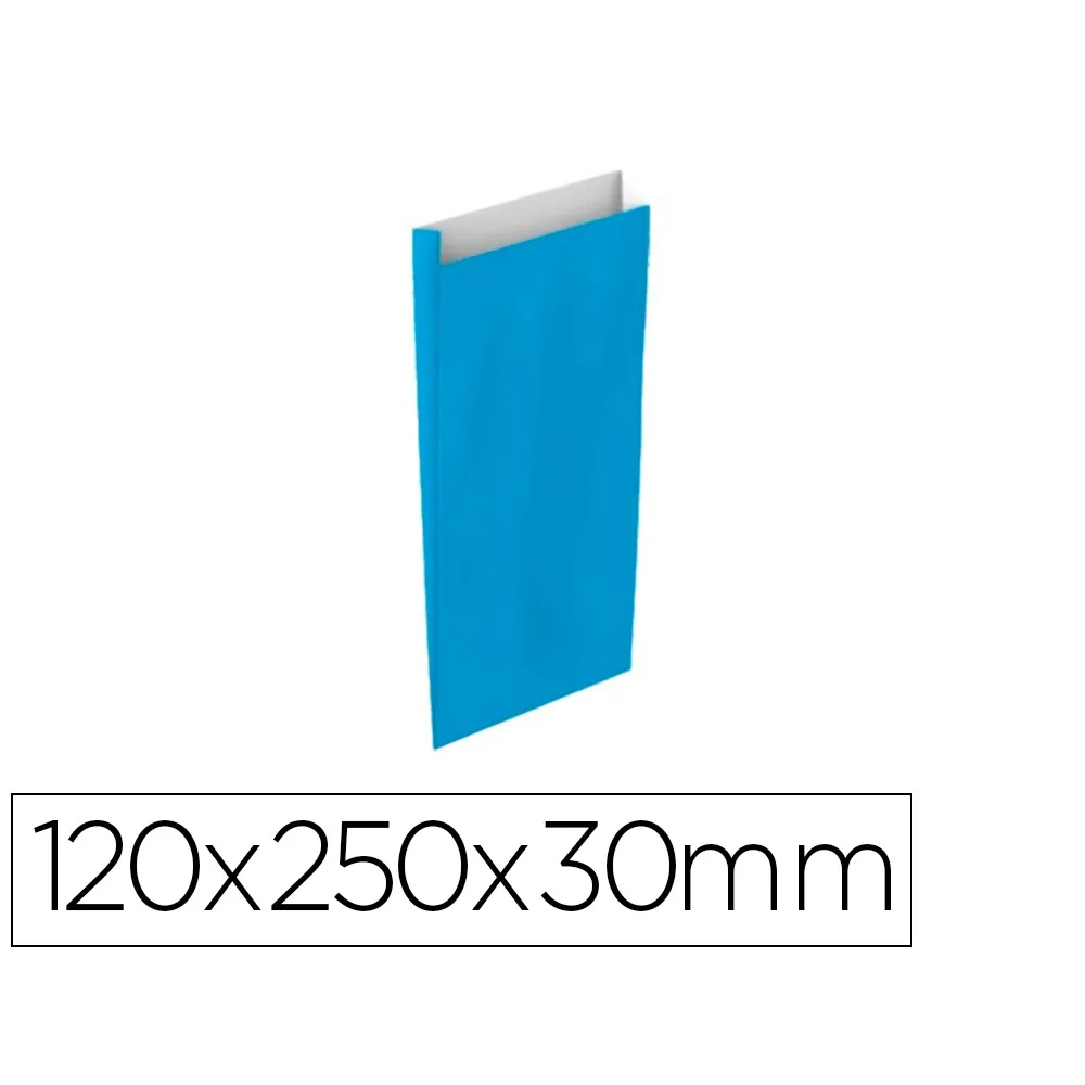 Sobre Papel Basika Celulosa Celeste con Fuelle Xs 120X250X30 MM Paquete de 25 Unidades