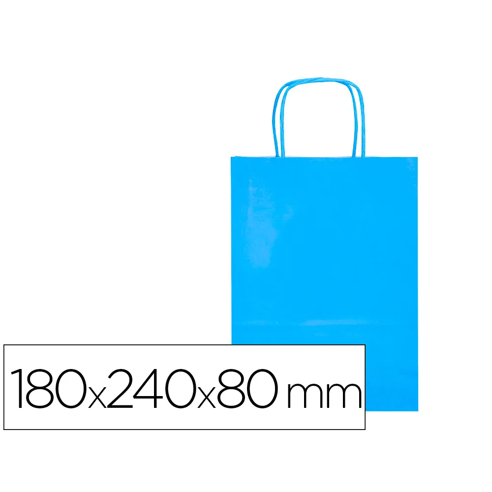 Bolsa Papel Q-Connect Celulosa Celeste Xs con Asa Retorcida 180X240X80 MM