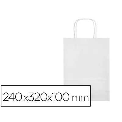 Q-CONNECT Bolsa Papel Q-Connect Celulosa Blanco S con Asa Retorcida 240X320X100 MM