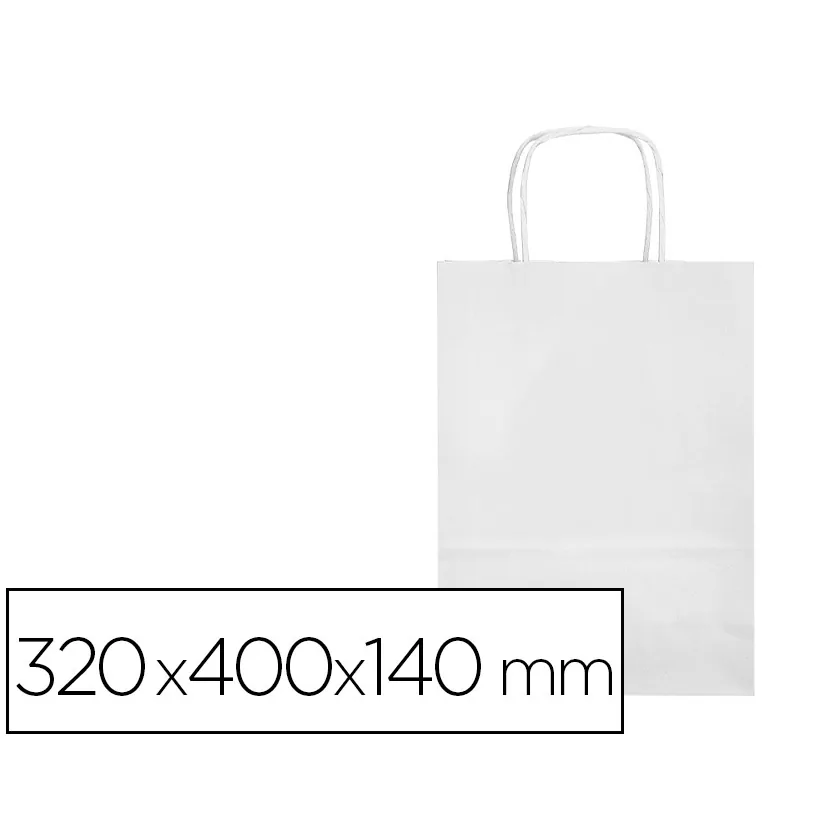 Bolsa Papel Q-Connect Celulosa Blanco L con Asa Retorcida 320X400X140 MM