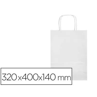Q-CONNECT Bolsa Papel Q-Connect Celulosa Blanco L con Asa Retorcida 320X400X140 MM