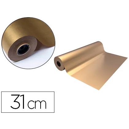 Papel de Regalo Basika Metalizado Oro Bobina Ancho 31 CM Longitud 80 M