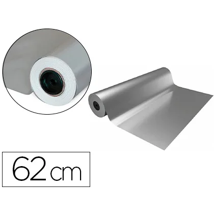 Papel de Regalo Basika Metalizado Plata Bobina Ancho 62 CM Longitud 80 M