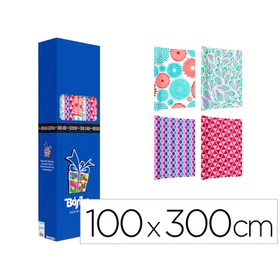 BASIKA Papel de Regalo Basika Todo Año Rollo Ancho 1 M Longitud 3 M Modelos Surtidos Gramaje 50 G
