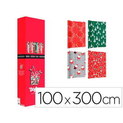 BASIKA Papel de Regalo Basika Navidad Rollo Ancho 1 M Longitud 3 M Modelos Surtidos Gramaje 50 GR