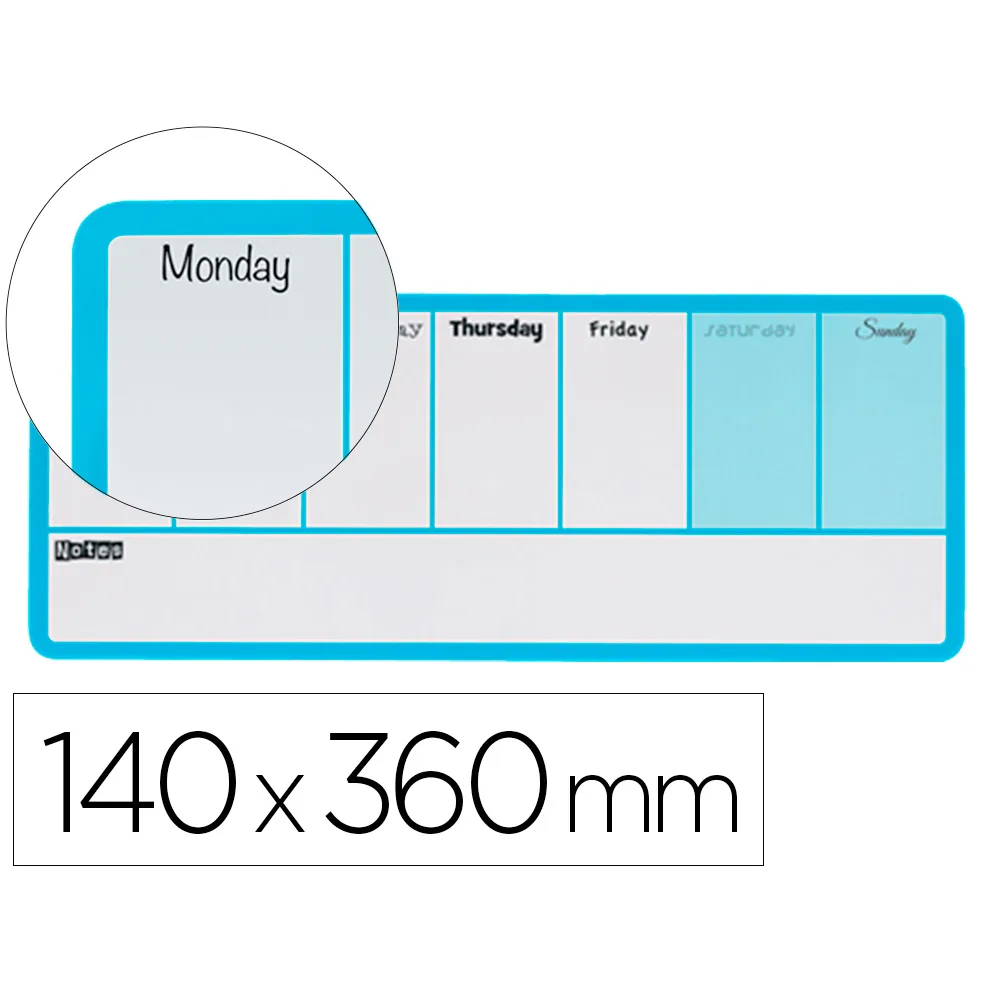 Planificador Semanal Nobo Magnetico Color Azul 140X360 MM