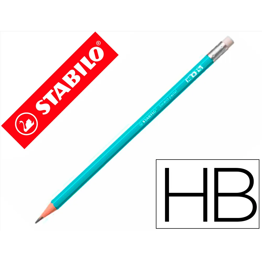Lapices de Grafito con Goma Stabilo Swano Mina 2,2 MM Dureza Hb Azul Pastel