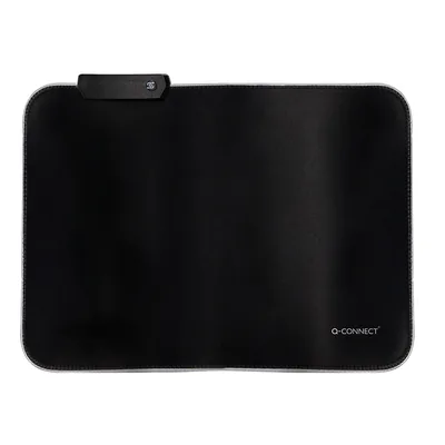 Q-CONNECT Alfombrilla para Raton Q-Connect Iluminacion Led Conexion Usb Color Negro 350X250X3 MM