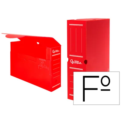 PLA Caja Archivo Definitivo Plastico Liderpapel Lomo 100 MM Rojo 360X100X260 MM