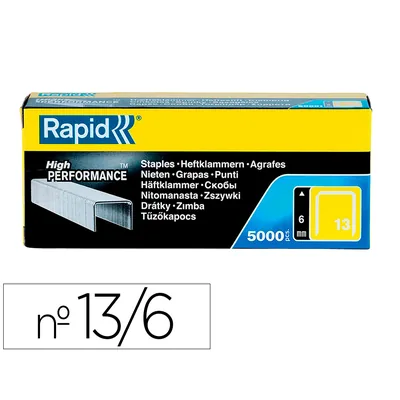 RAPID Grapas Rapid 13/6 MM Galvanizada Caja de 5000 Unidades