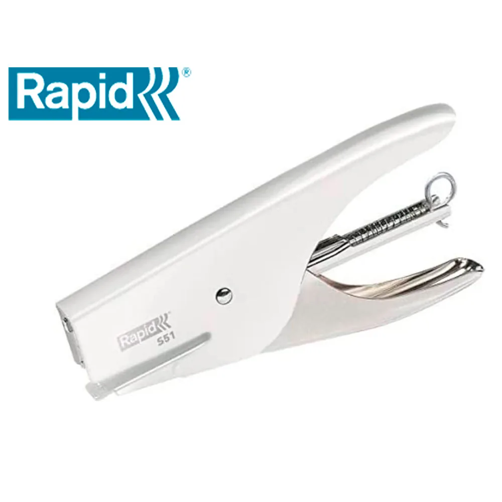 Grapadora Rapid de Tenaza S51 Metalica Capacidad de Grapado 15 Hojas Usa Grapas 21/4 Cromada