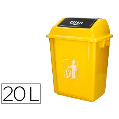 Q-CONNECT Papelera Contenedor Q-Connect Plastico con Tapa de Balancin 20 Litros Amarillo 340X240X450 MM